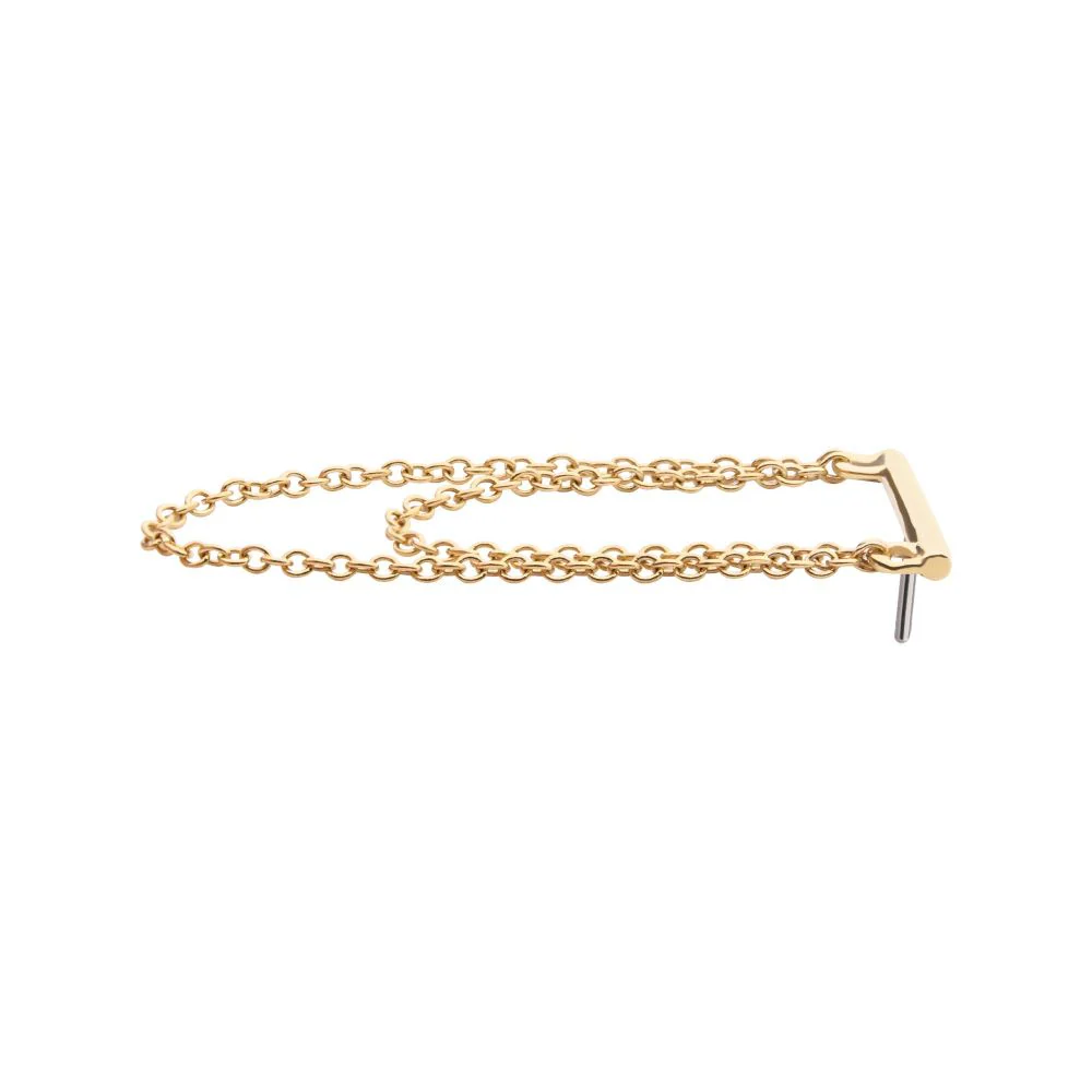 14Kt Gold Threadless Bar Top with 2-Tier Chain Dangle - Image 3