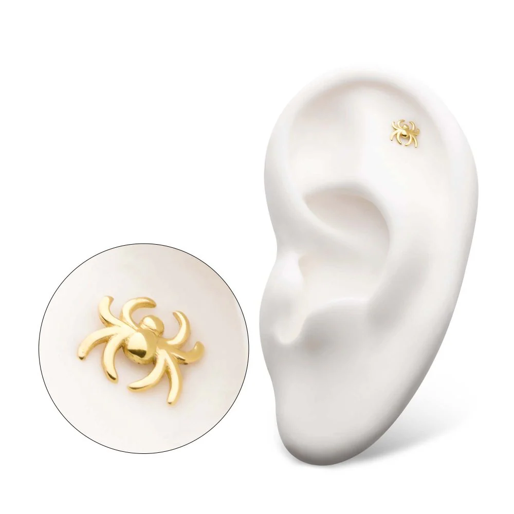 14Kt Gold Threadless with Spider Top - Image 4