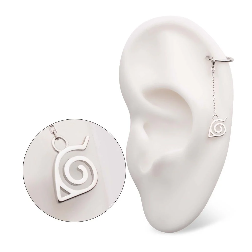 14Kt White Gold Naruto Shippuden Hidden Leaf Village Logo Dangle Charm - Image 5