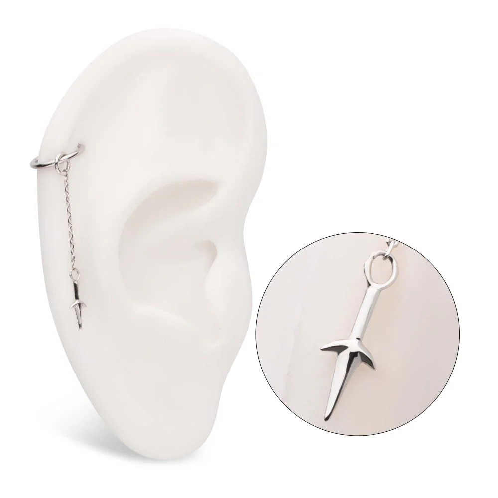 14Kt White Gold Naruto Shippuden Kunai Knife Dangle Charm - Image 5