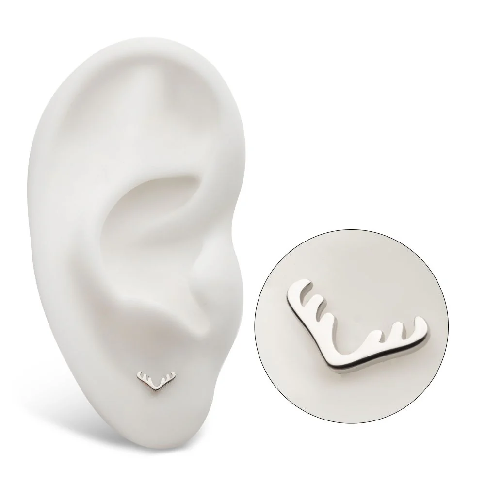 14Kt White Gold Threadless Reindeer Top - Image 4