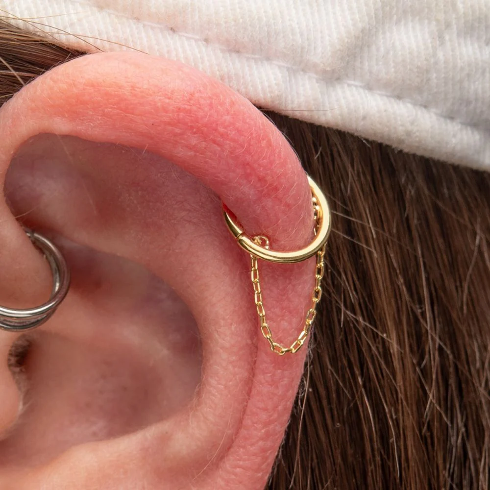 14Kt Yellow Gold with Chain Hinged Segment Clicker - Image 3