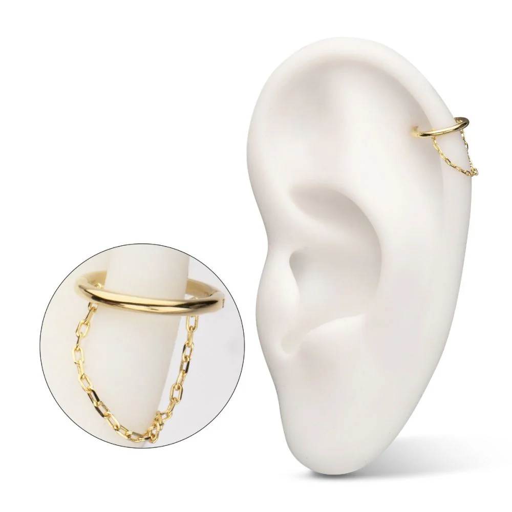 14Kt Yellow Gold with Chain Hinged Segment Clicker - Image 4