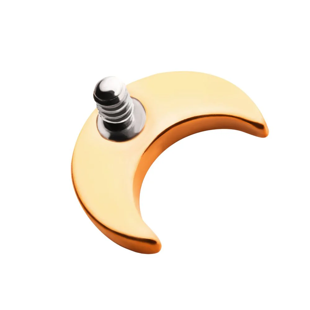 24Kt Gold PVD Titanium Internally Threaded Crescent Moon Top with 1.6mm Crest - Image 3