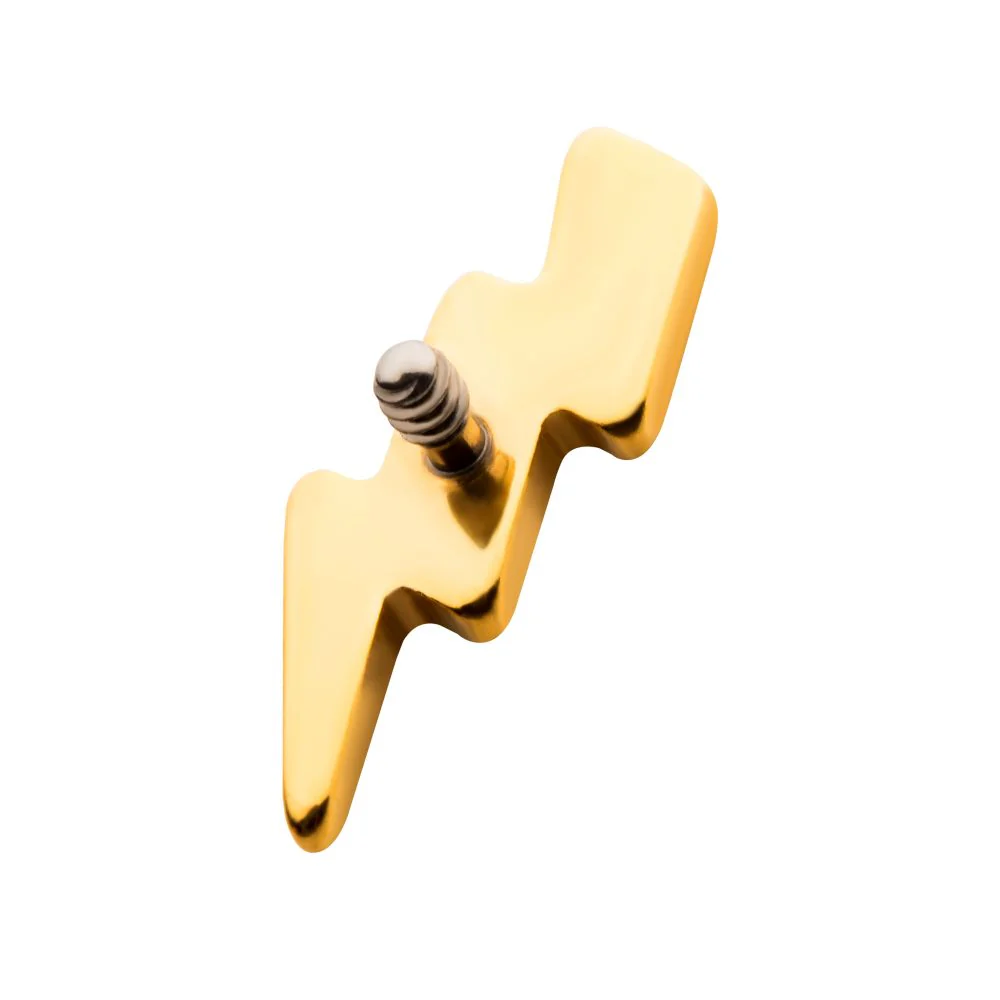 24KT Gold PVD Titanium Internally Threaded with Lightning Bolt Top - Image 3