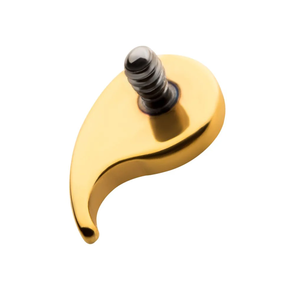 24KT Gold PVD Titanium Internally Threaded with Teardrop Top - Image 3