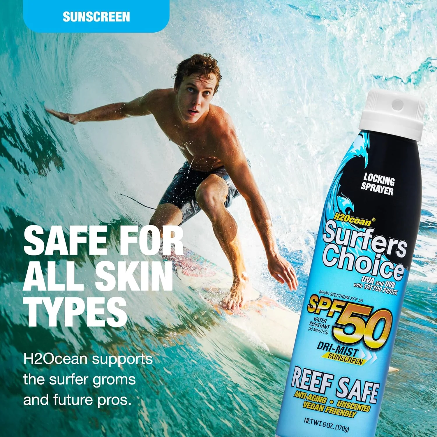 H2Ocean Surfer’s Choice SPF 50 Reef Safe Sunscreen Spray - Image 3