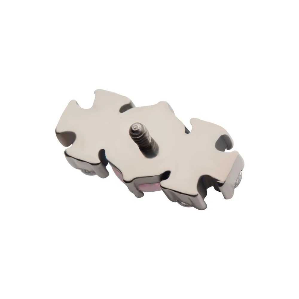 Titanium Internally Threaded with 3-Cluster CZ & Centerpiece Synthetic Opal Top - Image 3