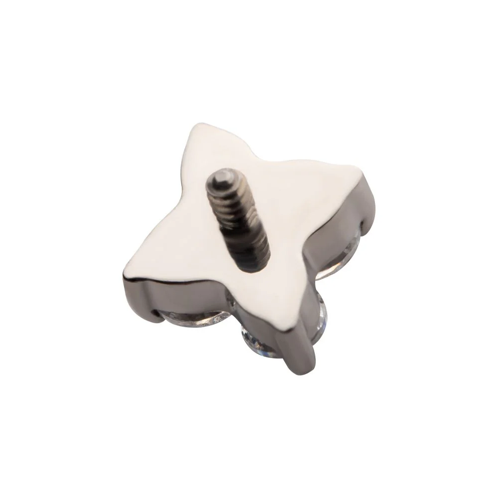 Titanium Internally Threaded with 4-Prong Set Round CZ with Crux Shape Top - Image 3