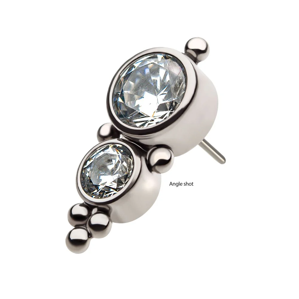 Titanium Threadless 2-Bezel Set Synthetic Opal/AAA Gem/Swarovski Zirconia & Beads Cluster Top - Image 3