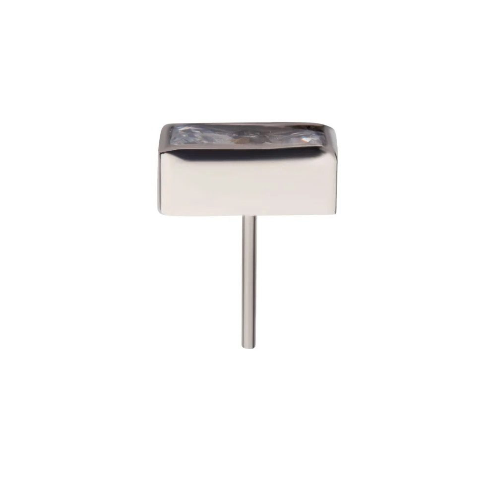 Titanium Threadless with Bezel Set CZ Rectangular Shape Top - Image 3