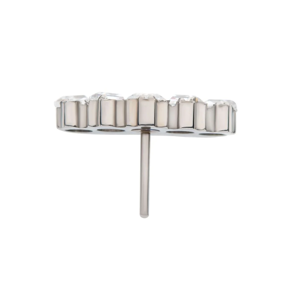 Titanium Threadless with Prong Set Trapezoid CZ 5-Cluster Top - Image 3