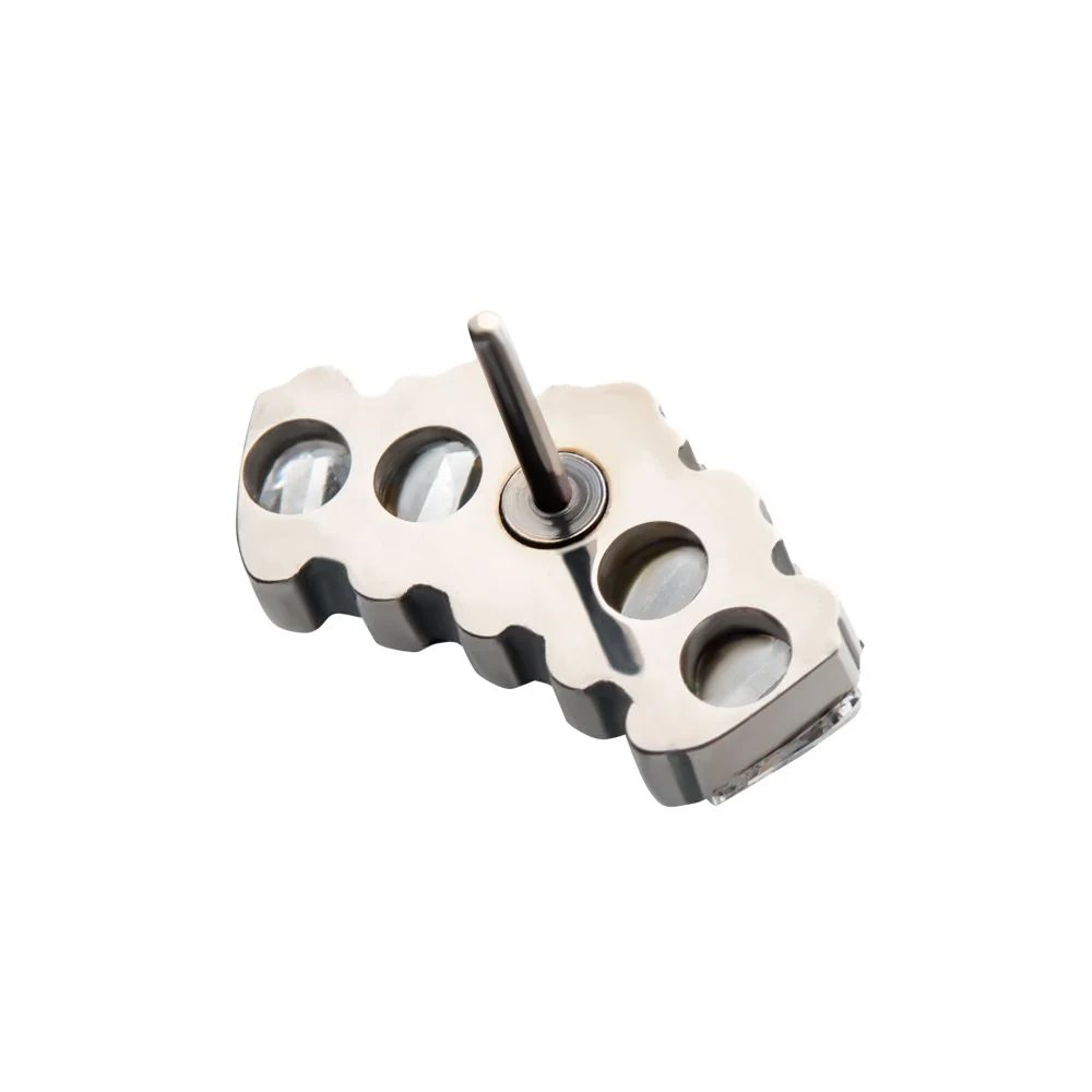Titanium Threadless with Prong Set Trapezoid CZ 5-Cluster Top - Image 4